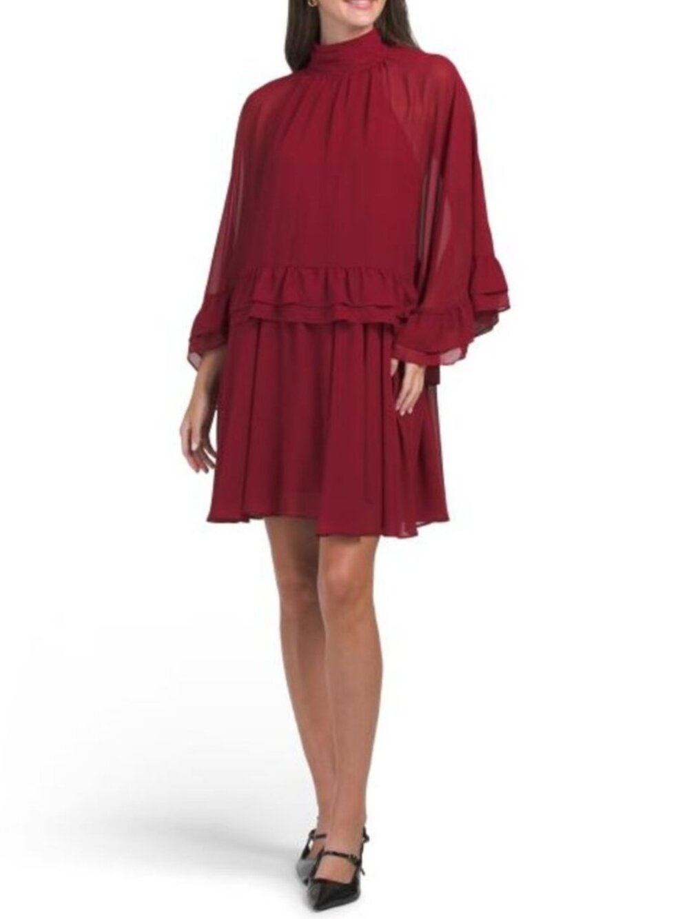 ALEXIA ADMOR Mock Neck Cape Style Mini Dress